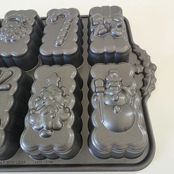 Nordic Ware Holiday Bakeware Pan Nonstick Christmas Mini Loaf Mold USA - Picture 11 of 16